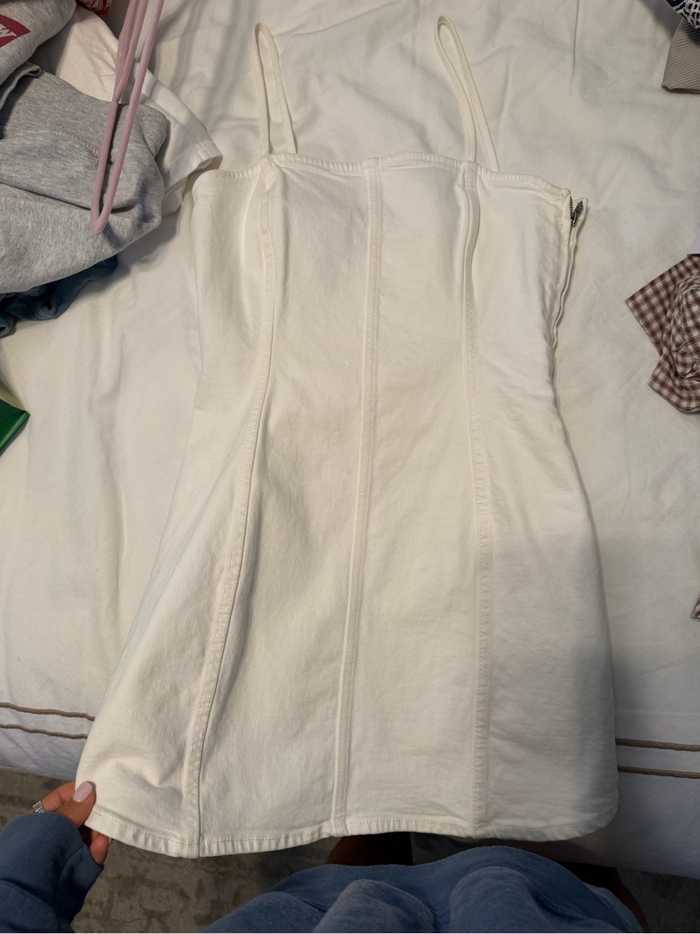 Zara White Corset-Style Mini Dress with Slim Straps